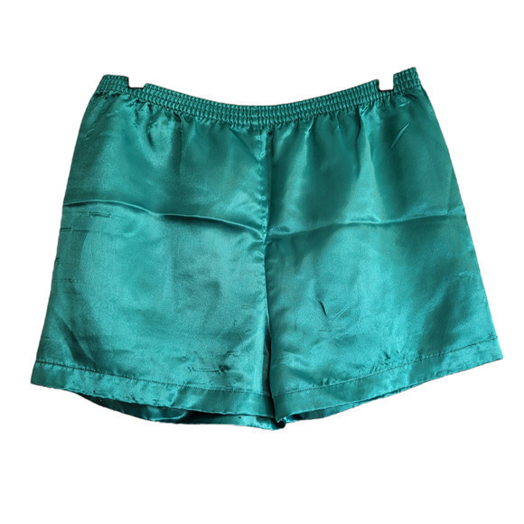 Vintage Private Touch Teal Green Blue Silky Shimmery Short Set Pajamas Sleepwear - Picture 4 of 12